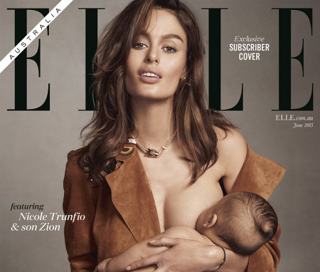 Nicole Trunfio's ELLE Australia subscriber cover with son Zion